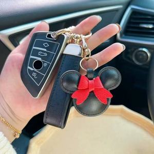 Nuevo Llavero de Diseño de Lujo de <span class=keywords><strong>Minnie</strong></span> Mouse, Llavero de Cuero PU con Lazo y Orejas de Ratón, Colgante para Bolso de Mujer - Product Image 3
