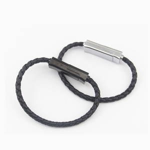 Double Leather Bracelet USB Cable Leather Braided Wristband Charger Data Cable With Magnetic Clasp For iPhone and Android - Product Image 6