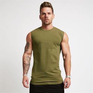 2024 usine é<span class=keywords><strong>t</strong></span>é personnalisé 95% coton sans manches <span class=keywords><strong>T</strong></span>-shirt hommes Gym Singlet Fitness côtes débardeur - Product Image 5