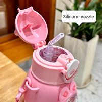 Cute Girls Cartoon Portable Potable Tomatodos De Agua Gourde Enfant Réutilisable École Bouteille D'eau En Plastique Avec Paille Étanche