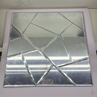 Modern 3D Gold Silver Beveled Glass Mosaic Tiles 3D Decorative Mirror Wall Panel for Kitchen Bathroom Hotel Pool Interior