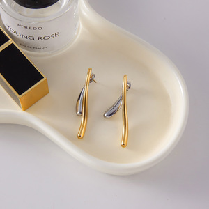 <b>Stud</b> <b>Earrings</b> Geometric Line Design Stainless Steel <b>Earrings</b> For Gift Jewelry - Product Image 4