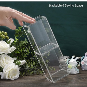 Confezione da 2: Espositore Trasparente in Acrilico con Porta Scorrevole, Cubo Impilabile, Piccola Vetrina per Mini Action Figure - Product Image 4