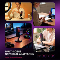 Microphone à condensateur USB sans fil SU1 24 bits/44 kHz RGB avec suppression du bruit pour le streaming, les podcasts et l'enregistrement sur ordinateur