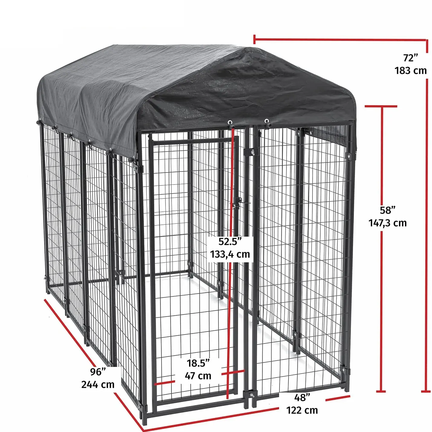 Grand chenil extérieur galvanisé pour chien cage en métal parc pour animaux de compagnie