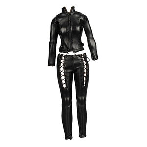 1/6 donna motociclista tuta locomotiva con giacca di pelle nera abbigliamento da corsa per Auto e moto - Product Image 5