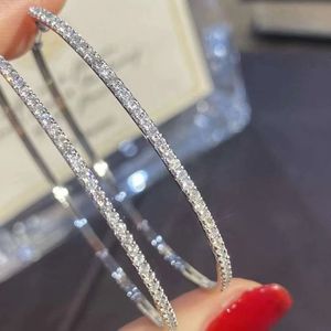 Pendientes de Aro Grandes Xinfly de 45 mm y 0.80 CT en Oro Blanco de 18K con Diamantes Genuinos de Corte Brillante, Regalo para Mujer para Bodas - Product Image 2