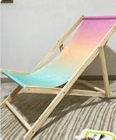 Chaise de plage pliable en bois avec logo personnalisé, promotionnelle, avec tissu remplaçable pour événements publicitaires, bars, branding extérieur
