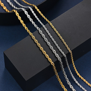 Stainless Steel Twisted Chain <b>Necklace</b> 18K Gold Plated Unisex Fashion Jewelry Gift Geometric Design - Product Image 5