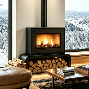 Poêle à bois moderne de style minimaliste et écologique pour villa et appartement - Product Image 1