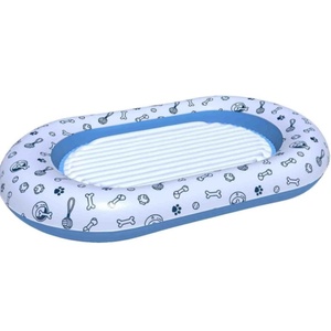 PVC Inflatable <b>Pool</b> Float 55*35.4 Inch Pet <b>Pool</b> Raft for <b>Dog</b> Blue and White Color Oval Shape for Summer Fun - Product Image 1