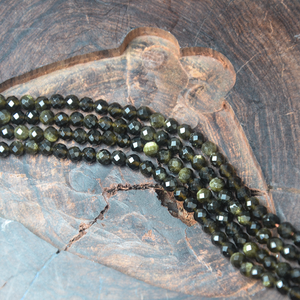 Cuentas de obsidiana de brillo dorado RTS de 4mm para collar de pulsera, cuentas de oro negro brillante, pequeña cantidad al por mayor - Product Image 3