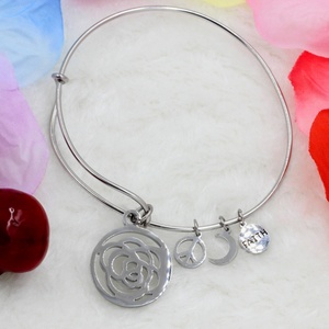 China Jewelry Wholesale Fashion 316L Stainless Steel <b>Bracelet</b> Brand Bangles With Laser Hollow Flower - Product Image 4