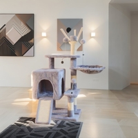 3-stöckiger Katzenbaum mit gemütlichem Katzenhaus, Kratzbaum, verspielter Liegefläche und stabilem Indoor-Katzenmöbel-Turm