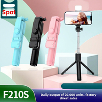 Bâton de selfie portable Q07 6 pouces réglable avec trépied et anneau lumineux pour diffusion en direct