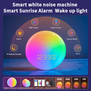 Réveil simulé lever et coucher de soleil réveil intelligent RVB coloré veilleuse blanc sec son magique couleur atmosphère - Product Image 2