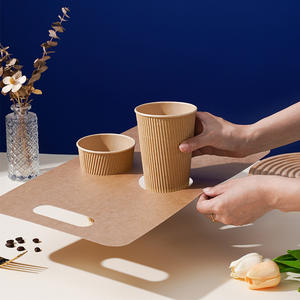 Desechable Engrosamiento Kraft Mano 1 y 2 Portavasos Café Té DE LA Leche Llevar Paquete Titular Dos Stock Logotipo personalizado - Product Image 4