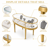 Vitrine à bijoux en verre avec cadre doré octogonal personnalisé, éclairage LED, vitrine à bijoux en verre pour magasin, boutique
