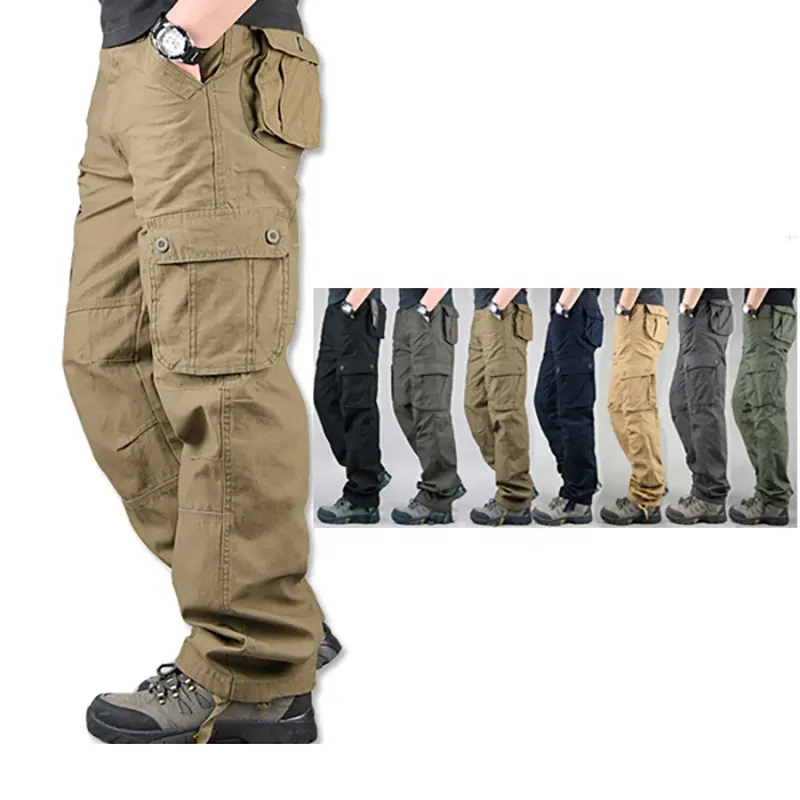 Pantalones militares tácticos de algodón para hombre, ropa de trabajo al aire libre, de combate, múltiples bolsillos, 6 bolsillos, informal