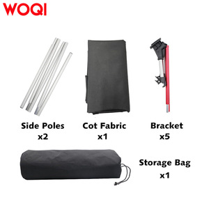 Lit de camping pliable Woqi 188x65x20cm, lit d'extérieur portable pour une personne, noir, polyester, capacité de charge 150kg - Product Image 2