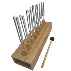 Kit de 8 diapasons en gros avec base en bois résonnante, instrument de thérapie par vibration sonore pour la méditation et le yoga - Product Image 5