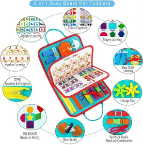 Tavola delle Attività <span class=keywords><strong>Montessori</strong></span> per Bambini di <span class=keywords><strong>1</strong></span> 2 3 4 Anni, Regalo per Ragazzi e Ragazze, <span class=keywords><strong>Giocattoli</strong></span> Sensoriali per Bambini <span class=keywords><strong>1</strong></span>-3 Anni, Gioco Educativo da Viaggio per Autismo - Product Image 3