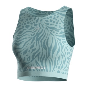 Ensemble de Pilates pour femmes avec impression par sublimation personnalisée, débardeur court compressif et leggings de sport taille haute OEM - Product Image 3