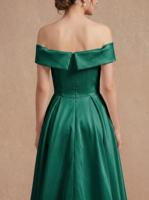 Robe de soirée pour femme, robe de mariée, robe de bal, robe formelle à épaules dénudées pour femme, robe de bal courte en satin coupe trapèze grande taille