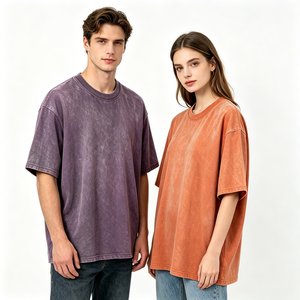 Camiseta Oversize de Algodón con Cuello Redondo y Lavado Ácido para Hombre, Color Personalizado, Calidad Premium, Hombros Caídos, Estilo Vintage Urbano - Product Image 2