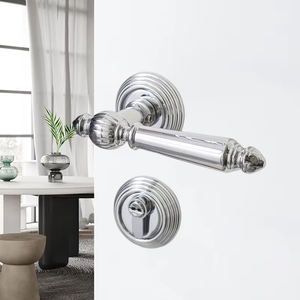 Security Door <b>Handle</b> and <b>Lock</b> Set Modern Vintage Gold Zinc Alloy with Pure Copper <b>Lock</b> Cylinder for Villas and Hotels - Product Image 3