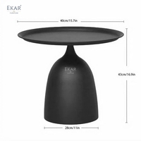 Table d'appoint moderne de luxe en aluminium noir EK-GSDZST-001, table de chevet sur piétement pour jardin extérieur, villa