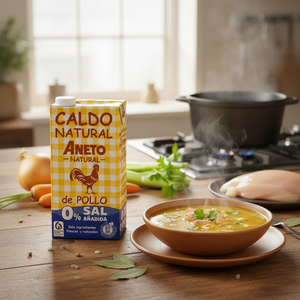 Qualité garantie fabriquée en Espagne 6X1L délicieux bouillon de poulet frais naturel à faible teneur en sel avec une longue durée de conservation - Product Image 3