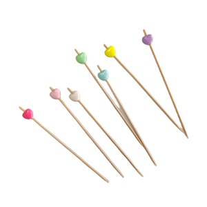 Stuzzicadenti in bambù fatti a mano per frutta, cocktail, dessert, spiedini monouso in bambù per cocktail, stuzzicadenti multicolore per antipasti - Product Image 1