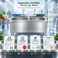 Évier en acier inoxydable à double robinet pour le lavage de vaisselle et de produits alimentaires, idéal pour les cuisines de restaurants, marque privée