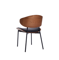 Silla de Comedor Curva de Cuero y Madera para Hogar/Oficina