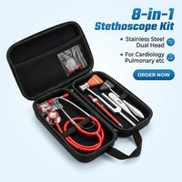 Kit de diagnostic médical professionnel, stéthoscope manuel à double tête en acier inoxydable, marteau réflexe, étui rigide en EVA, lampe frontale ORL