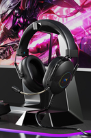 Casque de jeu filaire Acestek PSt-300 ANC avec haut-parleur 50 mm, léger (320 g), circum-auriculaire, RGB, câble de 2,2 m, USB + micro 3,5 mm, fonction mute, métal et cuir