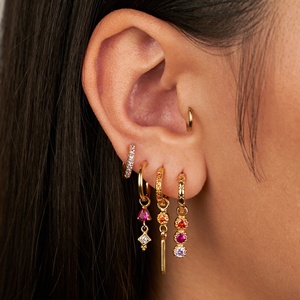 LOZRUNVE color arcobaleno CZ triplo orecchino DIY ciondolo ciondolo 925 argento Sterling - Product Image 2