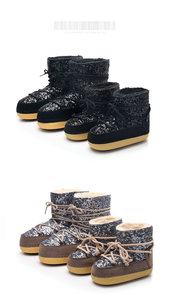 À la mode anti-dérapant paillettes <span class=keywords><strong>bottes</strong></span> courtes pour femmes enfants hiver chaud doublé polaire Midi hauteur Position supérieure <span class=keywords><strong>Ski</strong></span> espace thermique - Product Image 6