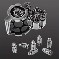 Jeu de dés polyédriques en métal pour jeux de rôle de table (RPG) et D&D, thème Cyberpunk, criminalité et mystère, en forme de balle de revolver rotative