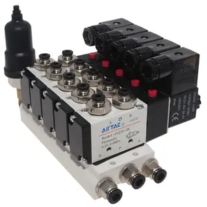 Otantik Airtac Solenoid valf 4V210-08 DC24V üzerine monte edilmiş manifold 4V210-008 vana adası basınç anahtarı kurulum hizmeti