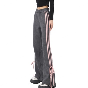 Pantalon de survêtement décontracté pour femme, coupe droite, version étroite, avec nœud et trois bandes, design mode, qualité supérieure, vente en gros - Product Image 5