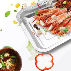 ถาดย่างบาร์บีคิวสแตนเลสทรงสี่เหลี่ยมสำหรับทำเกี๊ยวปลา ทำความสะอาดง่าย ทนทาน ล้างมือเท่านั้น - Product Image 1