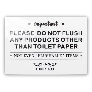 Panneau de salle de bain en acrylique « Ne pas jeter dans les toilettes » - Panneau de protection du système septique, Plaque de interdiction des objets non jetables pour la maison/l'hôtel/le restaurant - Product Image 1