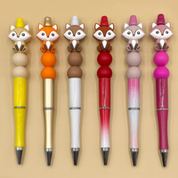 Nouveautés Perles en silicone 3D en forme de renard de dessin animé pour la fabrication de stylos et la décoration de bijoux et de bracelets