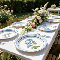 Blauwe bloemen papieren borden hortensia botanische print wegwerpbaar 7 inch 16 stuks decoratief voor buitenfeest tafeldecoratie