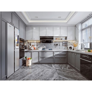 Juego de Muebles de Cocina Modulares Modernos Ecológicos con Acabado en Laca/Acrílico Blanco, Diseño Gratuito por 48 Horas, Cajones con Rieles y Grifo para Comedor - Product Image 4