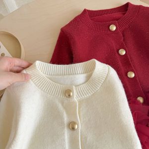 Nuovo Cardigan in Maglia per Bambine con Inserti in Rete di Fibra Acrilica, Monopetto, Primaverile/Autunnale, con Pizzo e Tinta Unita - Product Image 3