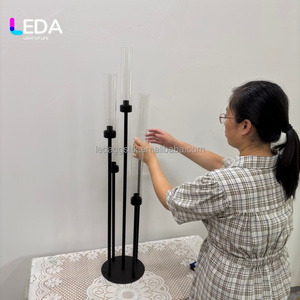 LEDA Factory Direct 6 Arms <b>Tall</b> Black Iron Durable Modern Wedding Table Centerpiece <b>Candlestick</b> Holder Event Party Home - Product Image 3
