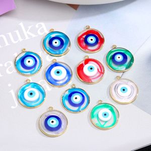 Commercio all'ingrosso semplice rotondo colorato <span class=keywords><strong>Evil</strong></span> Eyes collana Vintage gocciolante olio blu occhio turco ciondolo per donne e uomini - Product Image 2